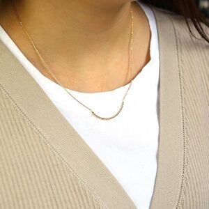 Intense Shine Faceted Beaded Accent Chain Necklace 18K Solid Gold